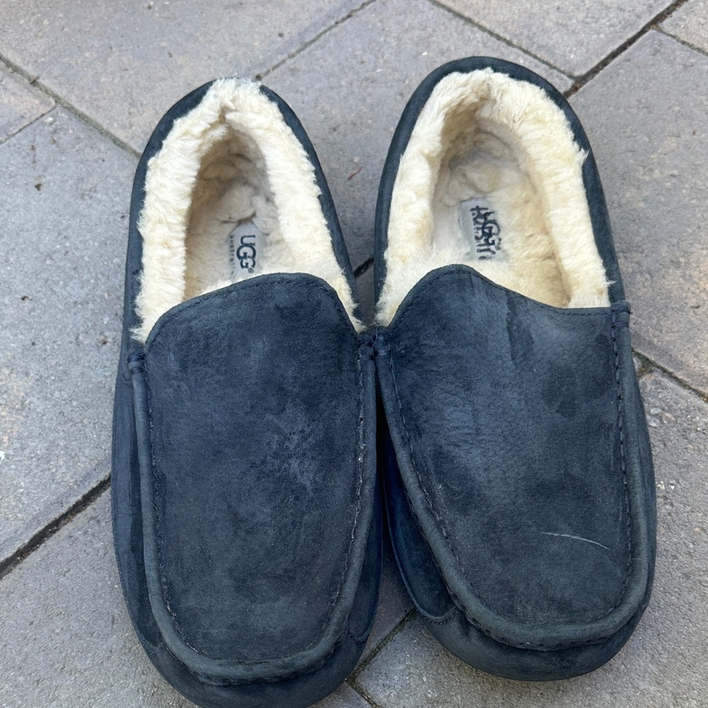 UGG Men’s Black Suede Shearling-Lined Slip-On Loafers